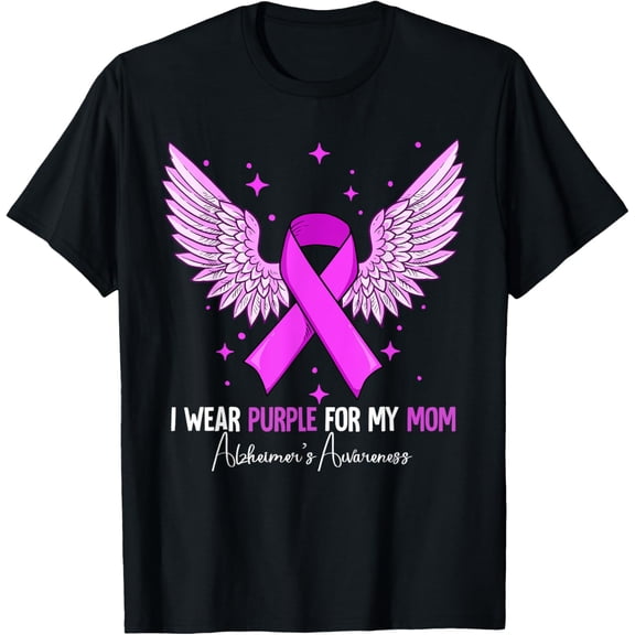 I Wear Purple For My Mom Alzheimer's Awareness T-Shirt mens t shirt，black，women，funny，misfits，men，journey，t-shirt