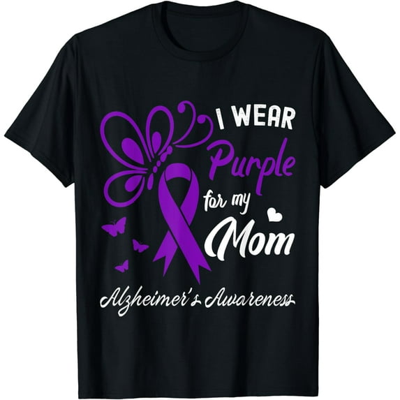 I Wear Purple For My Mom Alzheimers Awareness Cute Butterfly T-Shirt mens t shirt,black,women,funny,misfits,men,journey