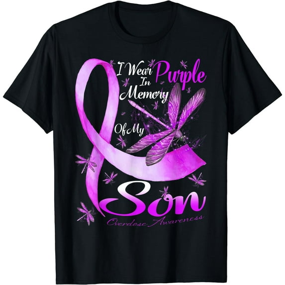 I Wear Purple In Memory For My Son Overdose Awareness T-Shirt