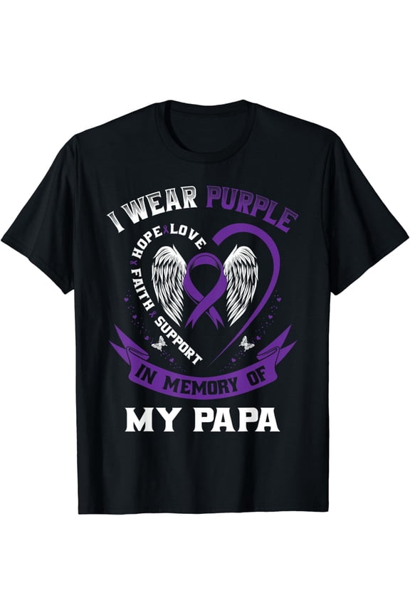 I Wear Purple In Memory Of My Papa Alzheimers Awareness Kids T-Shirt
