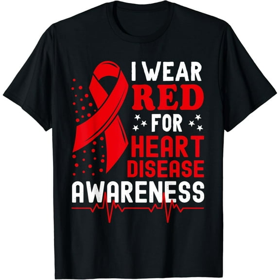 I Wear Red For Heart Disease Awareness Month In February T-Shirt mens t shirt，black，women，funny，misfits，men，journey