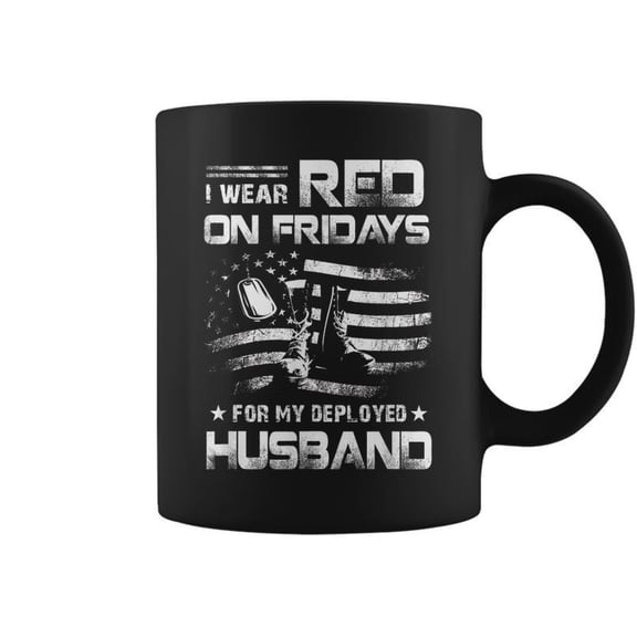 I Wear Red On Friday For My Husband Support Our Troops Coffee Mugs