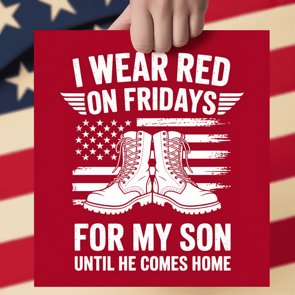 I Wear Red On Fridays For My Son Poster - R.E.D. Friday Military Deployment Support Wall Art