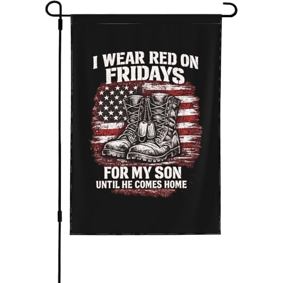 I Wear Red On Fridays for My Son Garden Flag Funny Garden Flag 12x18 Double Sided Seasonal Garden Flags for Summer