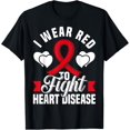 thumbnail image 1 of I Wear Red To Fight Heart Disease Awareness CHD National Day T-ShirtMen's and women's gift, black and white T-shirt, size: Extra large S-4XL, 1 of 4