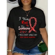 I Wear Red for Someone Heart Disease Awareness Relaxed Fit Classic Comfort Cotton T-Shirt Women's Men's Graphic Tee Crew Neck summer vacation Tops