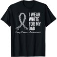 thumbnail image 1 of I Wear White For My Dad Lung Cancer Awareness White Ribbon T-ShirtMen and women, Black T-shirt, size: Extra large, 1 of 4