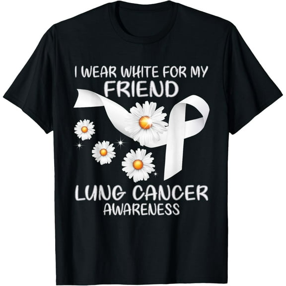 I Wear White For My Friend Lung Cancer Awareness Daisy T-Shirt