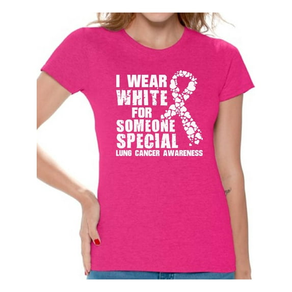 Awkward Styles Women's I Wear White for Someone Special Graphic T-shirt Tops Lung Cancer Awareness