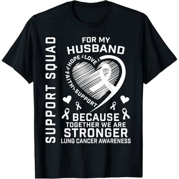 I Wear White Support Husband Lung Cancer Awareness Products T-Shirt