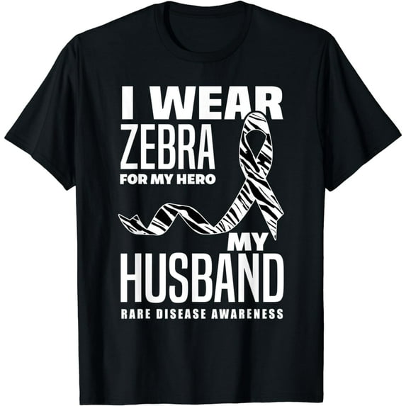I Wear Zebra For My Husband Ribbon Rare Disease Awareness T-Shirt