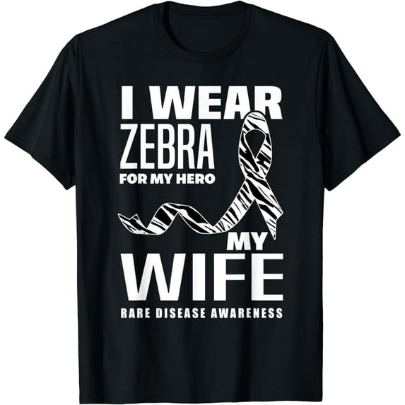 I Wear Zebra For My Wife Ribbon Rare Disease Awareness T-Shirt