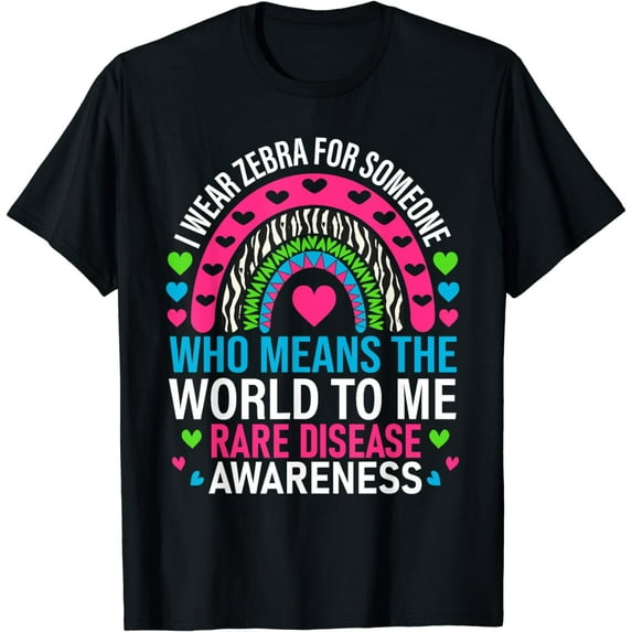I Wear Zebra For Rare Disease Awareness RainbowT-Shirt