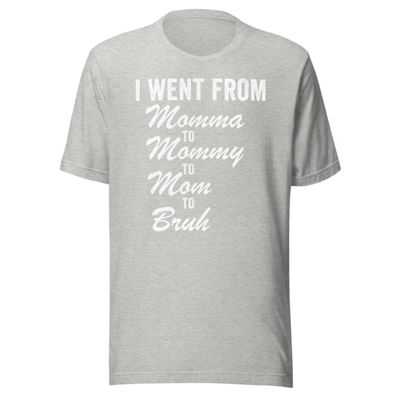I Went From Momma To Mommy To Mom To Bruh Shirt, Unisex, Mom Life Shirt, Funny Mother’s Day Shirt, Funny Mom Shirt, Gifts for Mom (Athletic Heather, M)