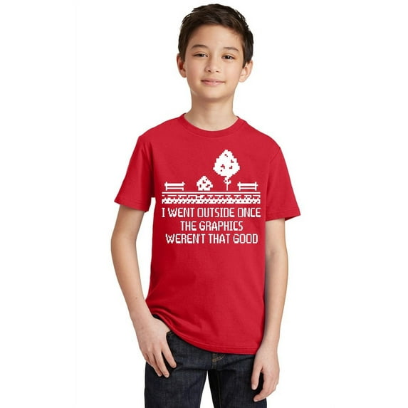 I Went Outside Graphics Weren't That Good Youth T-shirt, Youth L, Red