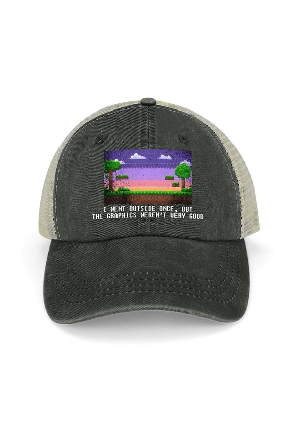 I Went Outside Once, Graphics Weren’t That Good Black Baseball Cap for Men Women, Adjustable Snapback Hats Trucker Hat