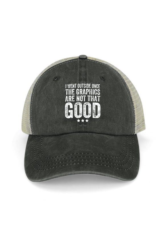 I Went Outside Once, Graphics Weren’t That Good Black Baseball Cap for Men Women, Adjustable Snapback Hats Trucker Hat