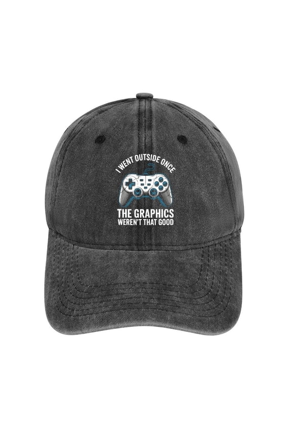 I Went Outside Once, Graphics Weren’t That Good Charcoal Baseball Cap for Men Women, Adjustable Snapback Hats Cotton Hat