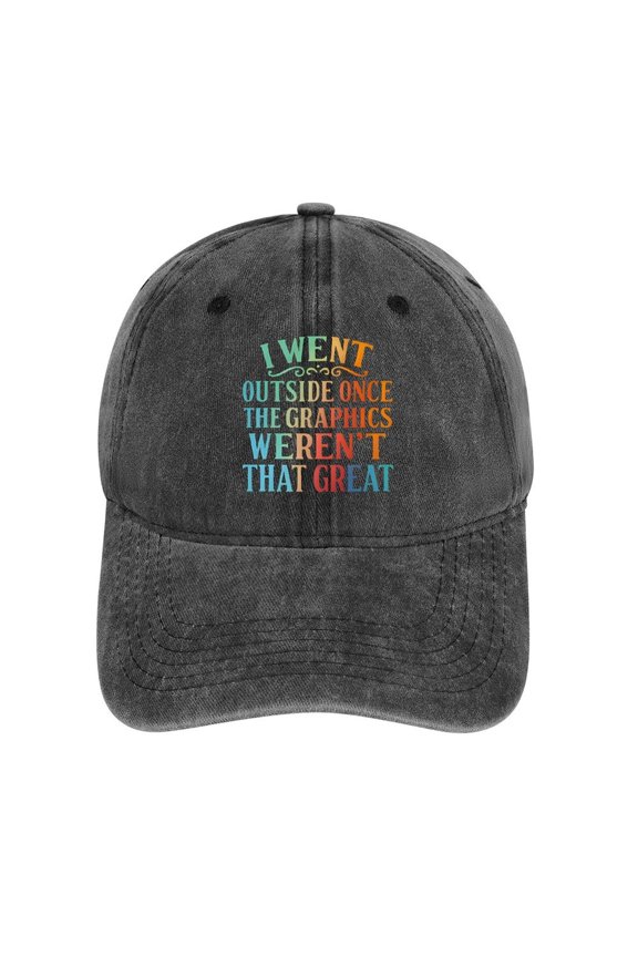 I Went Outside Once, Graphics Weren’t That Good Charcoal Baseball Cap for Men Women, Adjustable Snapback Hats Cotton Hat
