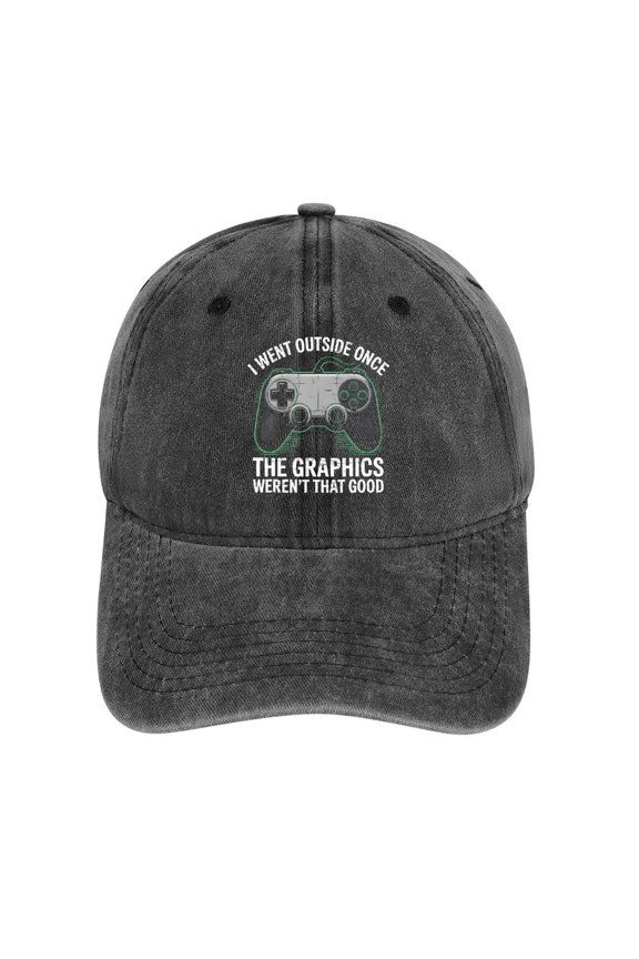 I Went Outside Once, Graphics Weren’t That Good Charcoal Baseball Cap for Men Women, Adjustable Snapback Hats Cotton Hat