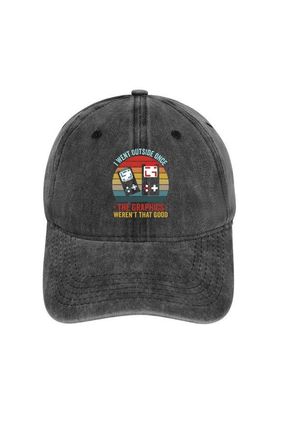 I Went Outside Once, Graphics Weren’t That Good Charcoal Baseball Cap for Men Women, Adjustable Snapback Hats Cotton Hat