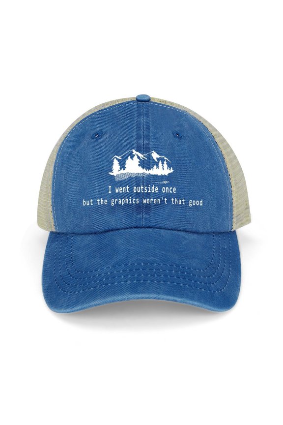 I Went Outside Once, Graphics Weren’t That Good Dark Blue Baseball Cap for Men Women, Adjustable Snapback Hats Trucker Hat