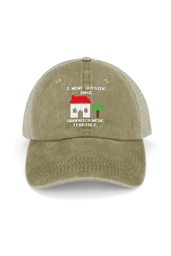 I Went Outside Once, Graphics Weren’t That Good Khaki Baseball Cap for Men Women, Adjustable Snapback Hats Trucker Hat