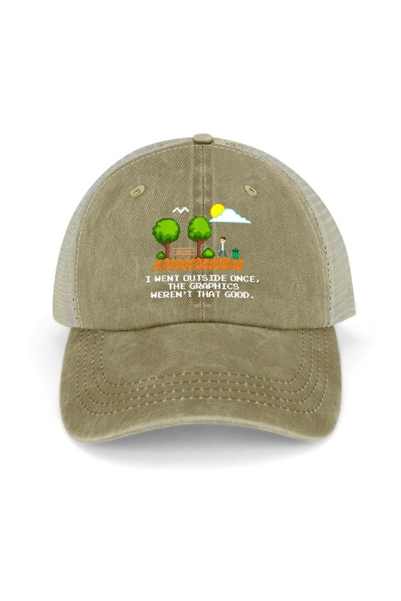 I Went Outside Once, Graphics Weren’t That Good Khaki Baseball Cap for Men Women, Adjustable Snapback Hats Trucker Hat