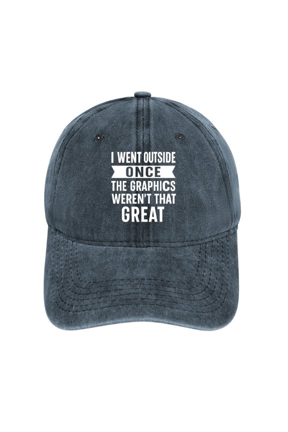 I Went Outside Once, Graphics Weren’t That Good Navy Baseball Cap for Men Women, Adjustable Snapback Hats Cotton Hat