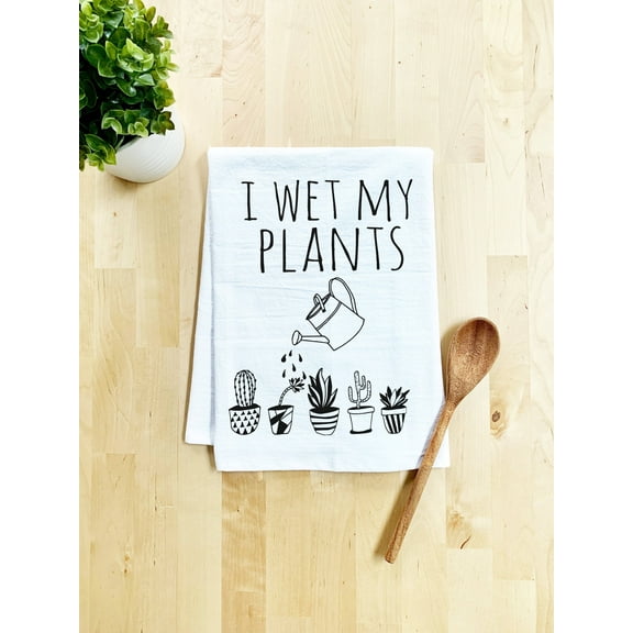 I Wet My Plants Dish Towel - White