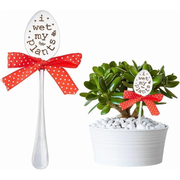 I Wet My Plants Garden Marker 17.7cm Garden Funny Spoon Decorative Marker Stake Signs Platinum Plants Decor Tags for Indoor Outdoor Green House Decoration Silver DIY