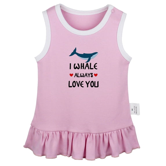 I Whale Always Love You Funny Dresses For Baby, Newborn Babies Skirts, Infant Princess Dress, 0-24M Kids Graphic Clothes (Pink Sleeveless Dresses, 18-24 Months)