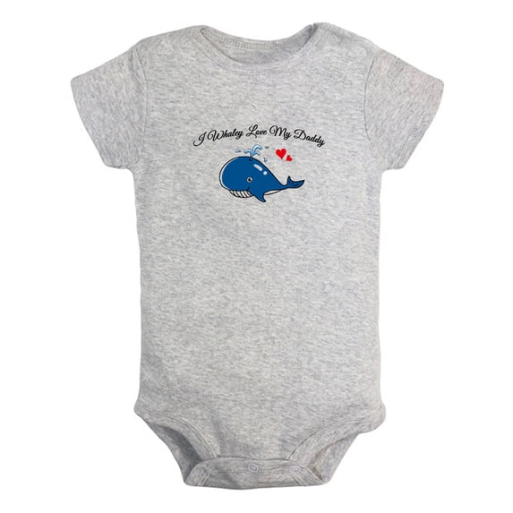 I Whaley Love My Daddy Funny Rompers For Babies, Newborn Baby Unisex Bodysuits, Infant Jumpsuits, Toddler 0-24 Months Kids One-Piece Oufits (Gray, 18-24 Months)