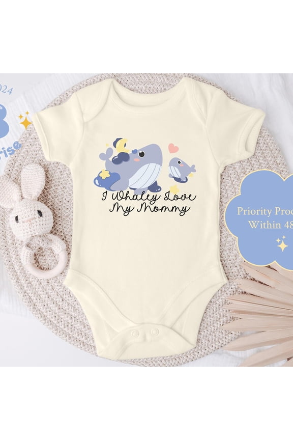 I Whaley Love My Mommy Onesie, Cute Whale Infant Bodysuit, Unisex Baby Shower Gift Cute Baby Onesie, BABY BODYSUIT LAT 4424