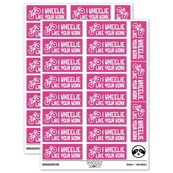 I Wheelie Really Like Your Work Bicycle Teacher Student School Sticker Set - Hot Pink - Matte Finish - 2.00" Large