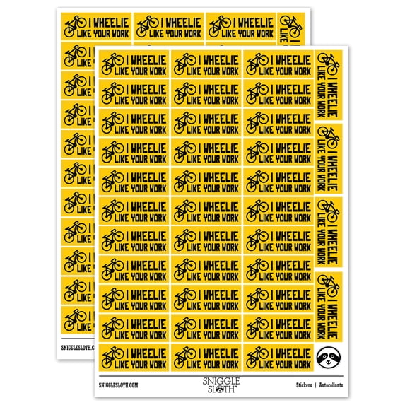 I Wheelie Really Like Your Work Bicycle Teacher Student School Sticker Set - Yellow - Matte Finish - 1.5" Small