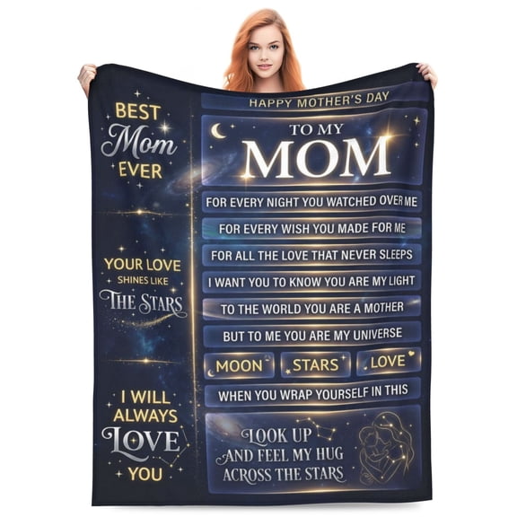 I Will Always Love You Stars Blanket, Hug Across The Stars Throw for Mom, Deep Blue Galaxy Flannel Fleece Gift, Sentimental Constellation Blanket 50×40