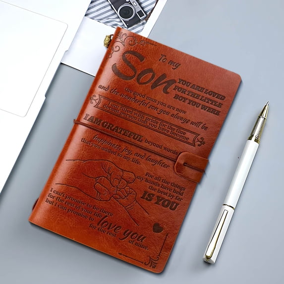 I Will Always Be With You Leather Journal Notebook - Refillable Sketchbook Diary w/ Inspirational Quote Cover, Personalized Gift for Daughter, Graduation & Birthday, 7.8"x4.7"