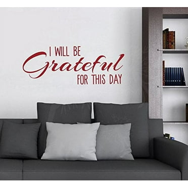 I Will Be Grateful For This Day Kitchen or Bath Wall Letters Vinyl Sticker Decals, 23x9-Inch, Red