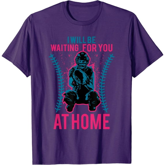 I Will Be Waiting For You At Home Softball Player Softstyle Unisex T-Shirt,Purple Color,Size YS