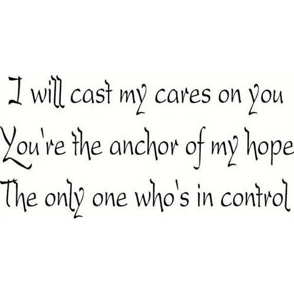 I Will Cast My Cares on You... , Bible Verse Inspired Vinyl Wall Decal by Scripture Wall Art, 11"x22" Black,
