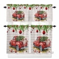 thumbnail image 1 of I Will Go Home For Christmas Kitchen Curtains and Valances Set, Tree Truck Ball Wood Grain Rod Pocket Window Valance 18 Inch Window Curtain Panels for Living Room Bedroom Laundry, 27.5x24in, 3 Pieces, 1 of 7