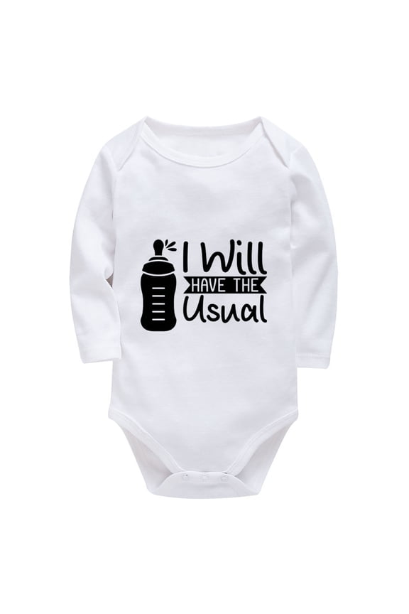 I Will Have The Bottle Usual Newborn Outfits for Boys Hospital Long Sleeve Baby Boy Clothes Bodysuits White Plain Onsies3-6