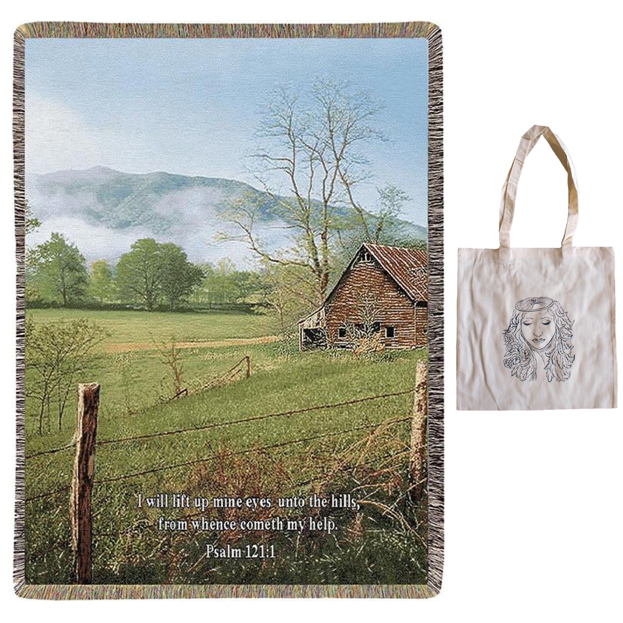 I Will Lift Mine Eyes 50" x 60" Inspirational Tapestry Throw Blanket