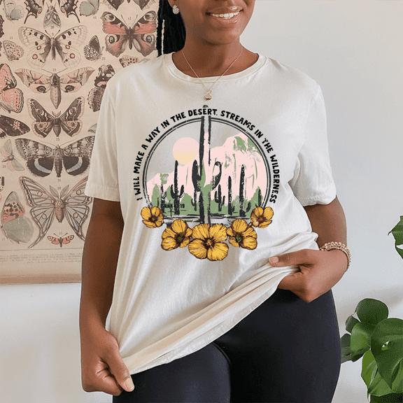 I Will Make A Way In The Desert Tee White S Peachy Sunday T-Shirt