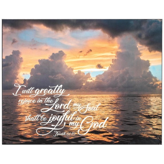 I Will Rejoice Joyful Blue Sunset 14 x 11 MDF Wood Decorative Plaque Sign