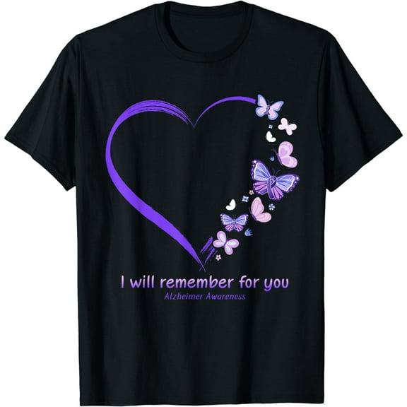 I Will Remember For You Butterfly Alzheimer's Awareness T-Shirt