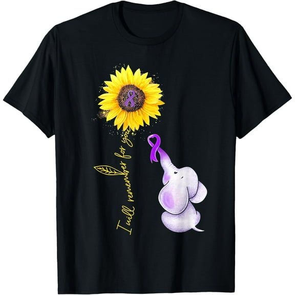 I Will Remember For You Sunflower Alzheimer Elephant Vintage Funny T-shirt