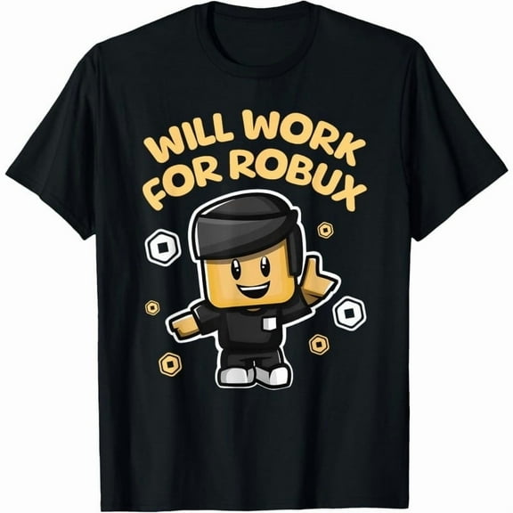 I Will Work for Robux - Black Unisex Kids Gamer T-Shirt