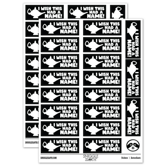 I Wish This Had a Name Genie Lamp Teacher Student School Sticker Set - Black - Gloss Finish - 2.00" Large